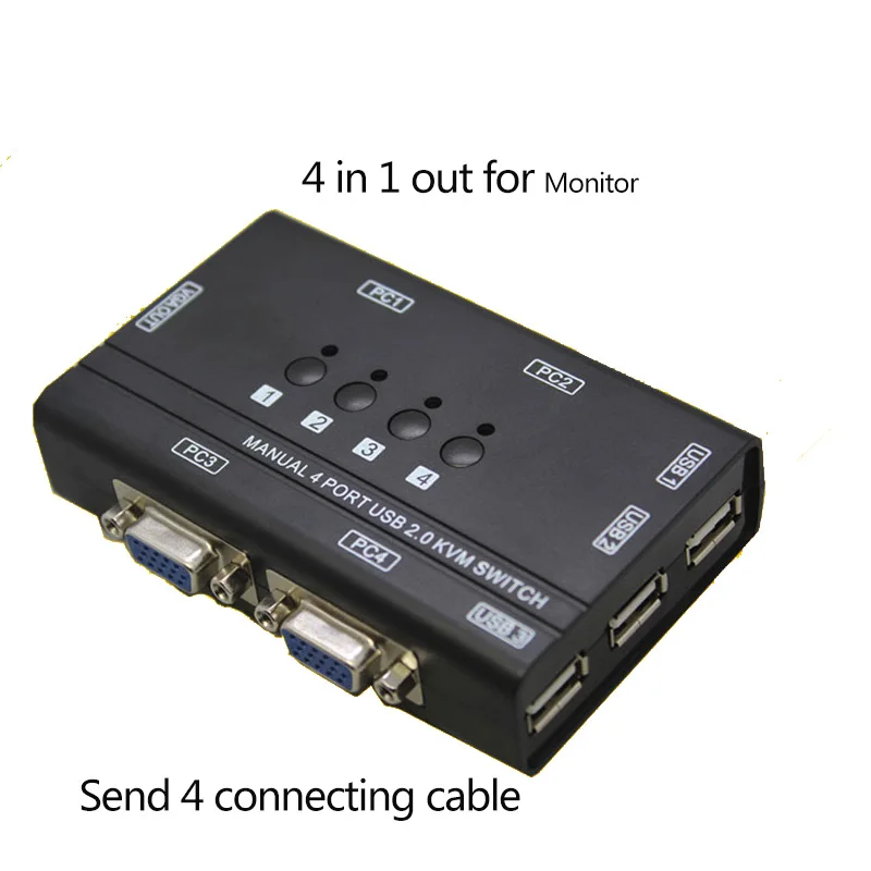 4 Port USB2 0 kvm Switch Manual Control 4 PC Hosts by 1 Set of USB 5