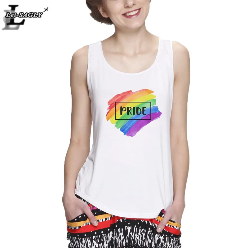 

Lei SAGLY PRIDE Letter Print Summer Women Camisole Tank Top Female Sleeveless Elastic Vest Women Hipster Raceback Sports Vest