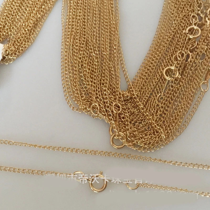 1.5mm thin Curb Chain high quality light yellow gold color Chains