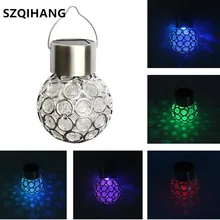 3 pièces multicolore lumière solaire étanche solaire rotatif extérieur jardin Camping suspendu LED boule ronde lumière lampe passerelle décorer