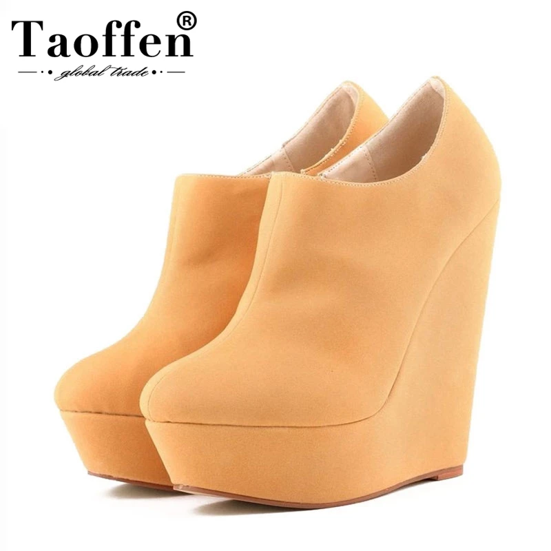 

TAOFFEN 8 Colors Size 35-42 Women Pumps Wedges Platform Zipper Round Toe Office Ladies Shoes Women Elegant Party Footwear