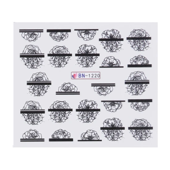 1pcs Nail Stickers Black Line Sexy Girl Slider Writing Letter Tattoo Nail Art Water Transfer Decals Manicure Decor TRBN1237-1248 - Цвет: BN-1220