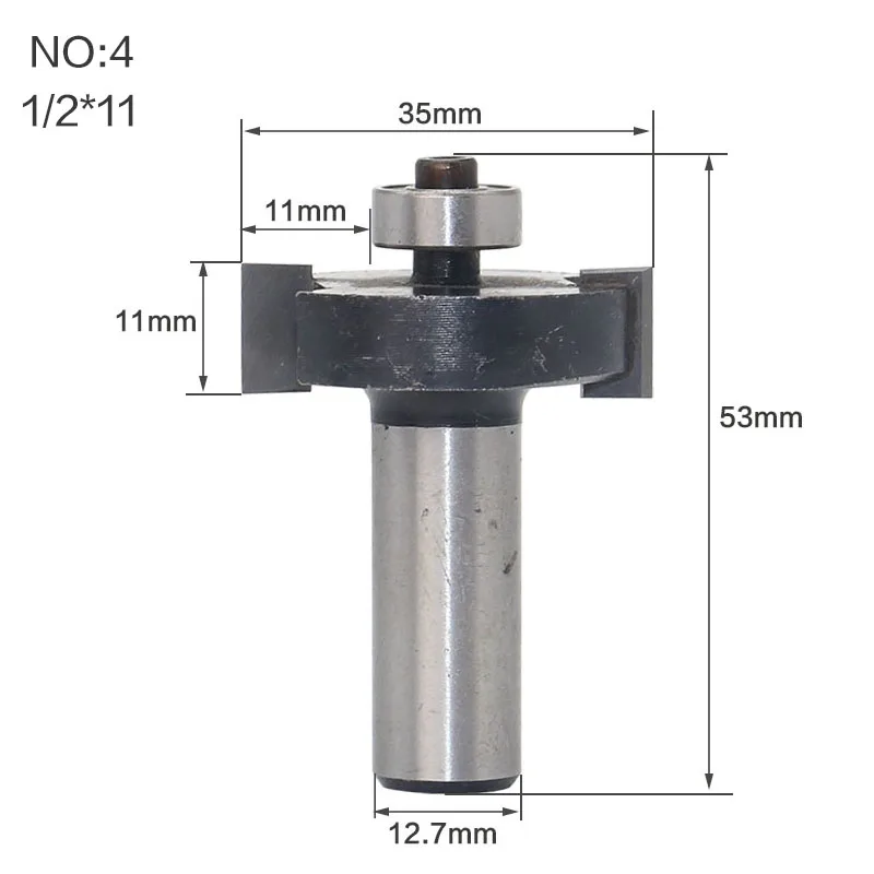 1 шт., 1/4 хвостовик, Т-образные подшипники, деревообрабатывающий фрезерный станок промышленного класса, деревообрабатывающий инструмент, фрезы для дерева - Длина режущей кромки: NO4
