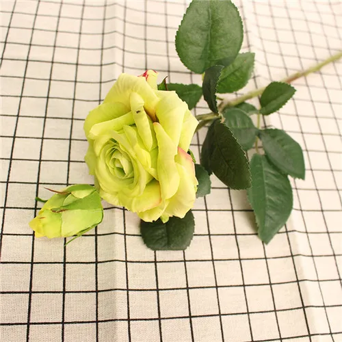 YO CHO DIY 15 цветочных головок, настоящий сенсорный цветок, искусственные розы, свадебные украшения, аксессуары, домашний декор, цветок для свадьбы - Цвет: green