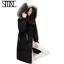 smxl down jacket Snow winter white duck down solid long ultra keep Warm Outerwear female coat Fur Collar Parkas women balck