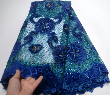 

2019 New Design African velvet Lace Fabric With Sequins For Bridal dress High Quality Nigerian Tulle Lace Fabric 5 Yards
