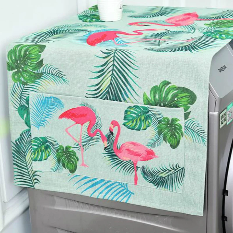 Многоцветный Фламинго Птица лист двойного назначения Лен Пылезащитный чехол доказательство Кухня стиральная машина холодильник сумки для хранения мешок-1 шт