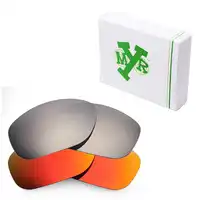 2 Pairs Mryok POLARIZED Replacement Lenses for Oakley Pit Bull Sunglasses Silver Titanium & Fire Red