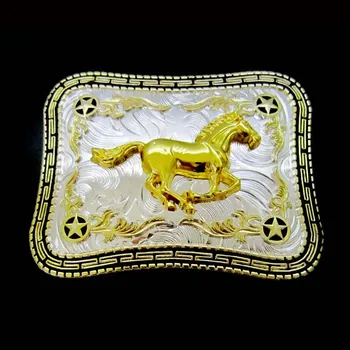 

Running Horses Cowboy Cowgirl Western Belt Buckle Silver With Gold Suitable 4cm Width Belt
