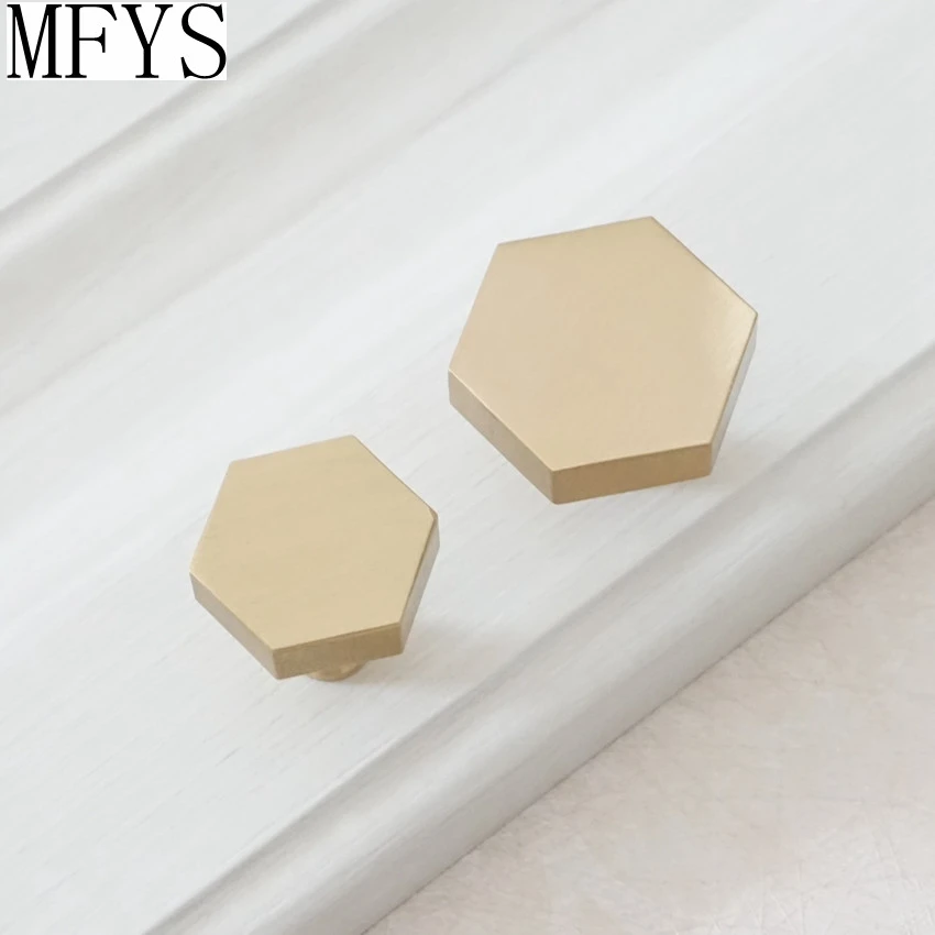 1'' 1.25'' Brass Knobs Cabinet Knob Handle Dresser Handles Hexagon Drawer Pulls Handle Antique Single Knob Kitchen Hardware