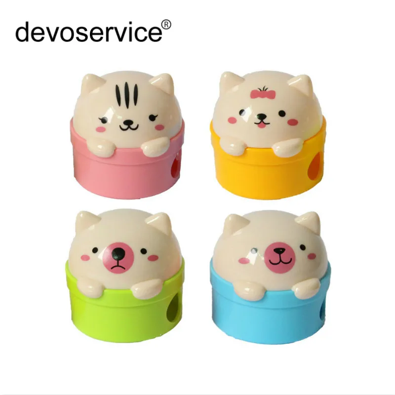 

New Cartoon Cats Double Hole Pencil Sharpeners Bear Manual Pencil Sharpener For Baby Gifts Kawaii Stationery School Supplies
