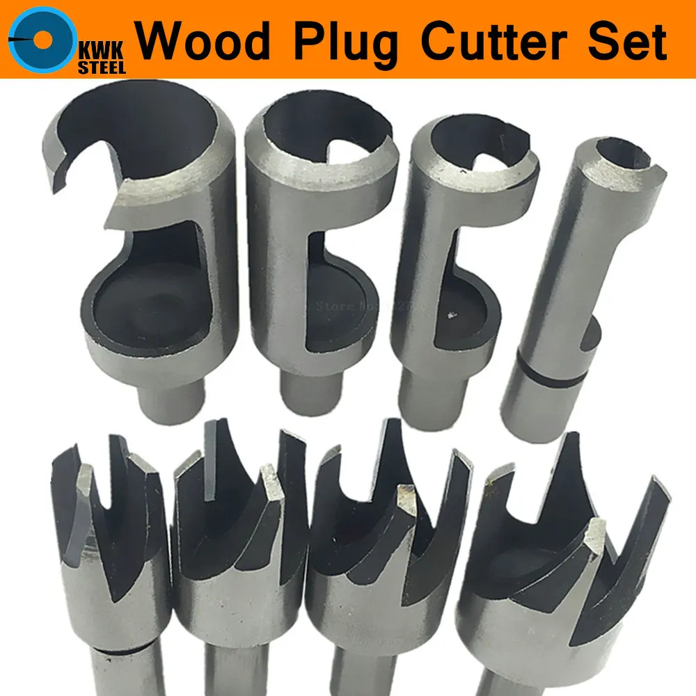 Wood Plug Cutter 8pc/set Cutting Bits Set Tenon Dowel Maker 5/8" 1/2" 3