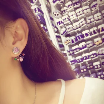 

Fashion Brand Jewelry New Hot Rhinestone High Quality Charming Metal Flower Multicolor Stud Earrings GLE6131Y