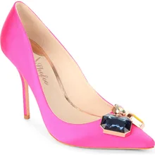 Frauen Rosa & Schwarz Punkt Toe Rinestone Wildleder High Heels Pumps Schuhe für Frau, zapatos mujer tacon, plus größe 5-14