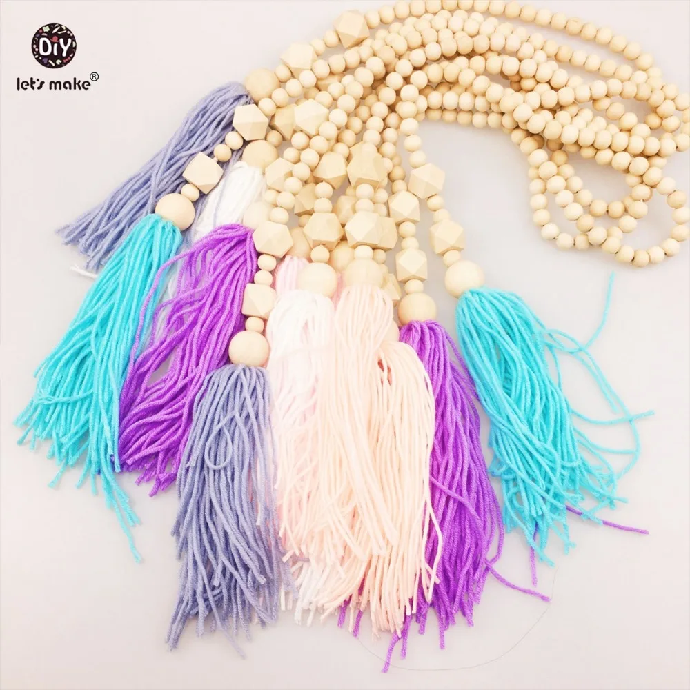 

Let's make Hand Weave Jewelry 4pcs Sensory Baby Gym Toy DIY Wooden Beads Non-toxic Baby Toy Nurse Baby Teether