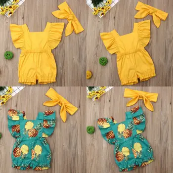 

Summer Newborn Baby Girl Cotton Romper Ruffles Sleeve Jumpsuit Outfits Sunsuit Baby Girls Rompers Clothes