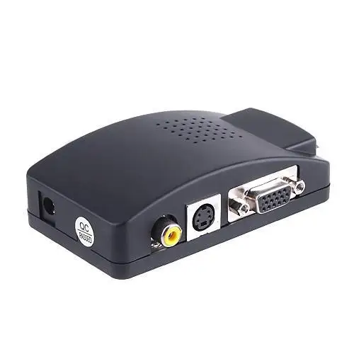 

New Black Video To VGA PC laptop Composite Video AV S-Video RCA to PC Laptop VGA TV Converter adapter switch box AVC1802S-1