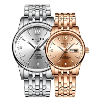 

WLISTH couple watches simple casual ladies quartz wristwatch stainless steel luminous waterproof trend women watch reloj muje