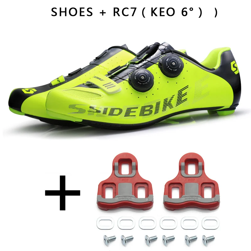 Профессиональный sidebike углеродная велосипедная обувь для шоссейного велосипеда мужские гоночные велосипедные кроссовки с Чехлы для велопедалей Сверхлегкий дышащий - Цвет: Shoes and RC7