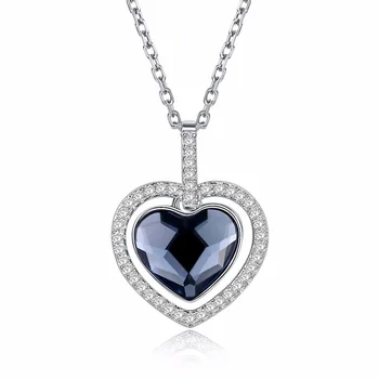 

S925 Fashion Sterling Silver Crystal From Swarovsk Elements Heart Shaped Sterling Silver Necklace Wedding For Women Fine Jewelry