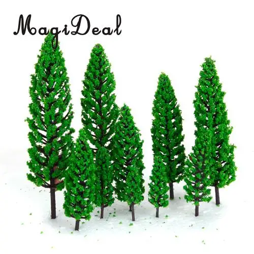 MagiDeal 10 шт. 1/50 масштаб зеленый поезд набор пейзаж пластик Модель Дерево для дома