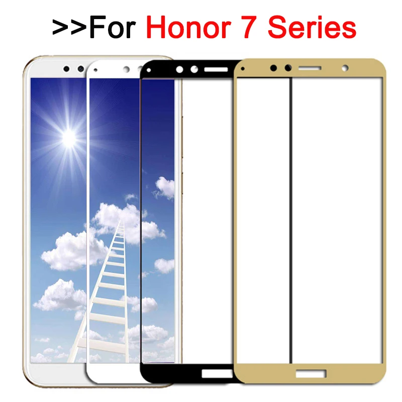 Защитное стекло на весь экран для Huawei Honor 7a 7c pro 7x закаленное c x|Защитные стёкла и