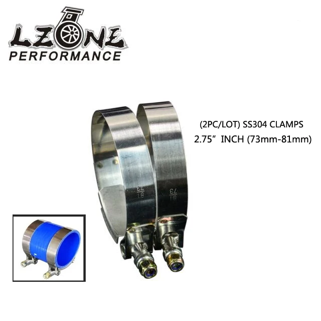 

LZONE - (2PCS/LOT) 2.75" CLAMPS (73-81)STAINLESS SILICONE TURBO HOSE COUPLER T BOLT CLAMP KIT HIGH QUALITY SS304 JR5253