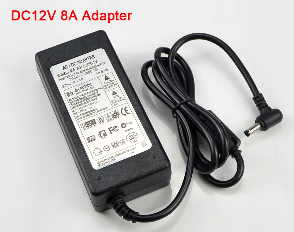 1 шт. AC100-240V в DC12V 1A 2A 3A 5A 6A 8A светодиодный драйвер адаптер трансформатор переключатель адаптер питания 5,5 мм x 2,1-2,5 мм штепсельная вилка европейского стандарта