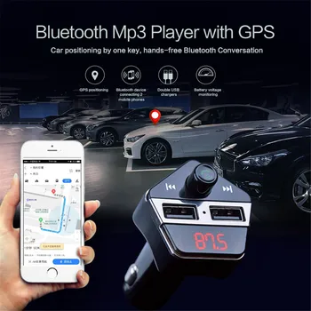 

APE6 Universal Car Bluetooth A2DP FM Transmitter GPS Positioning gps tracker 12V 3.1A Dual USB Car Charger MP3 player with APP