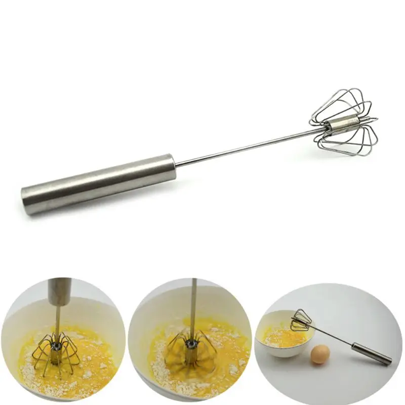 

Whisk Stirrer Mixing Mixer Egg Beater Foamer Rotate Hand Stainless Egg Beaters Milk Cream Butter Whisk Mixer Kitchen Tool
