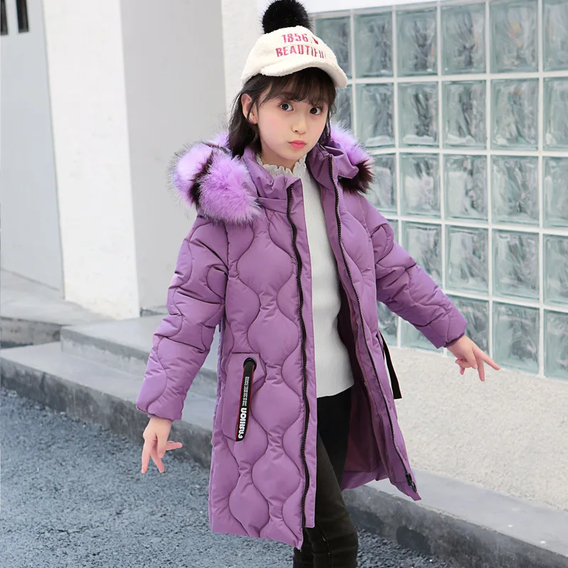 

Jacket For Girls Winter Fur Hooded Girl Jackets Solid Kids Outerwear Autumn Teen Clothing For Girls 6 8 12 Years Christmas Gift