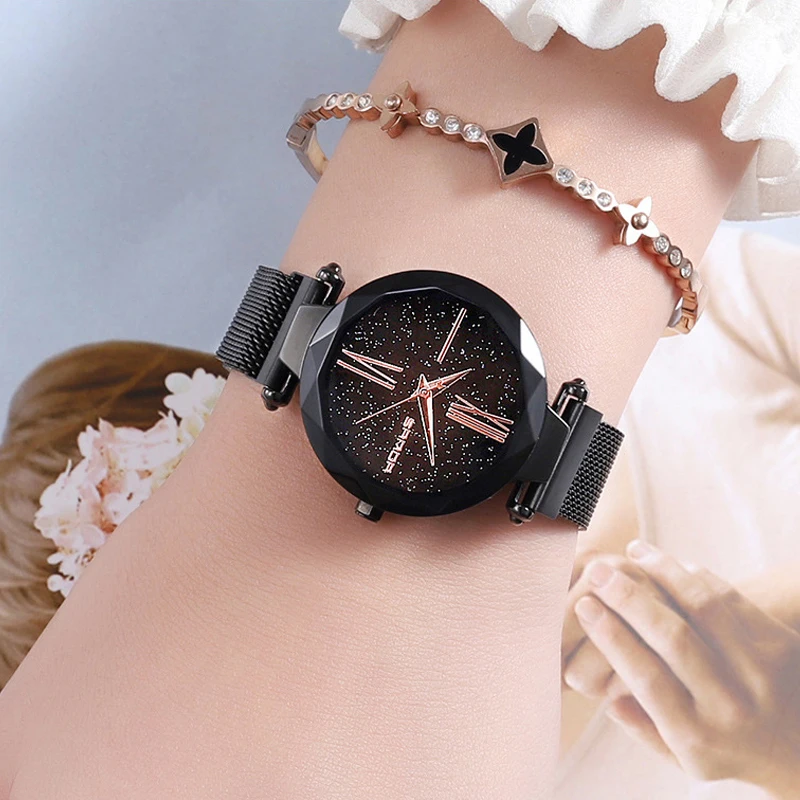 

Sanda Women Dress Watches Luxury Brand Ladies Quartz Watch Creative starry sky Steel Casual Gold Bracelet Wristwatch reloj mujer