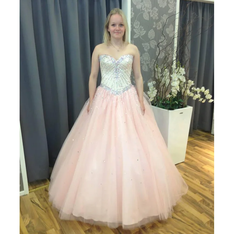 Pink Новинка! Милое Пышное Платье с вырезом года, бальное платье из тюли со шнуровкой длиной до пола, праздничное платье - Color: Pink