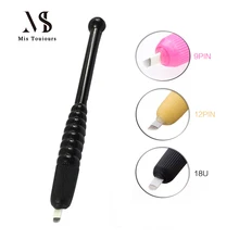 1 шт. одноразовая ручная ручка для микроблейдинга Tebori для татуажа 12/9PIN/18U лезвия для перманентного макияжа тончайший штрих для волос