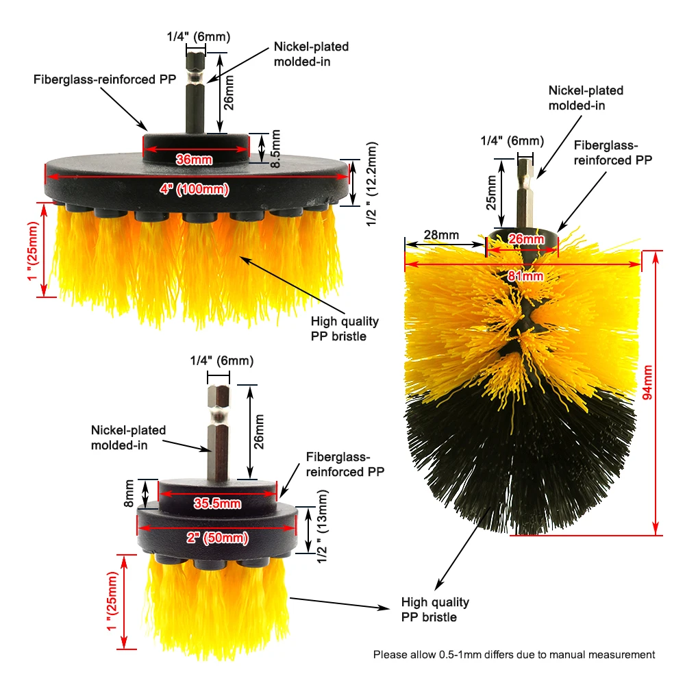3 шт Набор щеток для дрели, щетка для чистки автомобиля, ванной, кухни+ 1 шт " подложка+ 1 шт 3" Губка для полировки