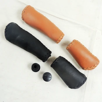 

cool price 135mm 95mm 22.2mm real leather short and long mtb folding bike grips