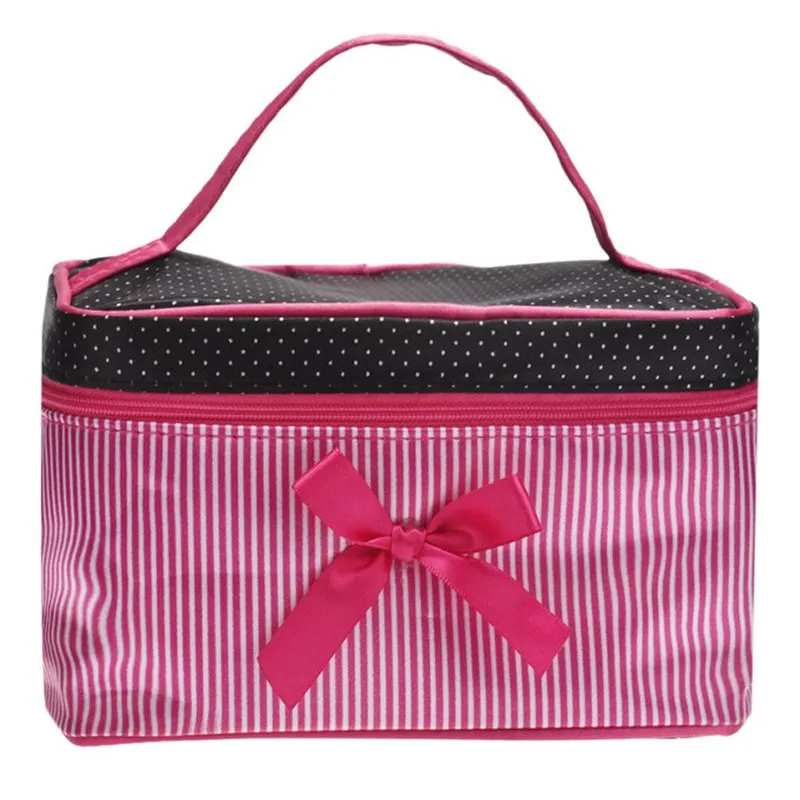 Designer Cosmetic Bags Women Bag Square Bow Stripe Dot Organizer Travel Makeup Bag Makeup Case Box Necessaries Women Designer Cosmetic Bags Women Bag Square Bow Stripe Dot Organizer Travel Makeup Bag Makeup Case Box Necessaries Women