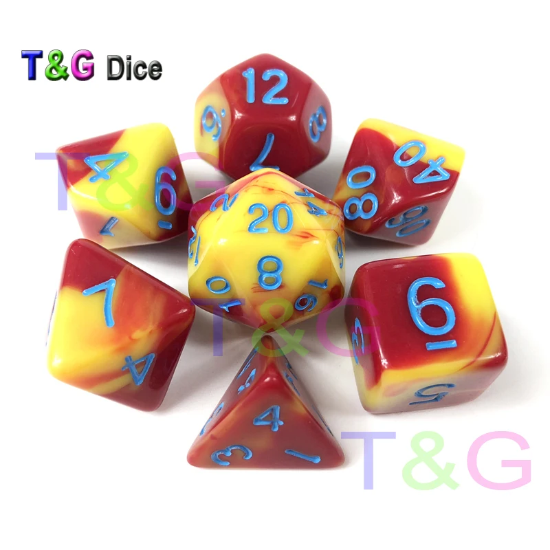 Забавные 2 цвета многосторонний кубики 7 игральные кости набор для D & D RPG игры Кемпинг путешествия Дети партия как подарок