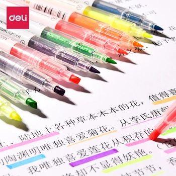 

12Pcs Double Heads Art Markers Rainbow Highlighter Pen Candy Colors Drawing School Office Focus Marking Supplies Deli S623