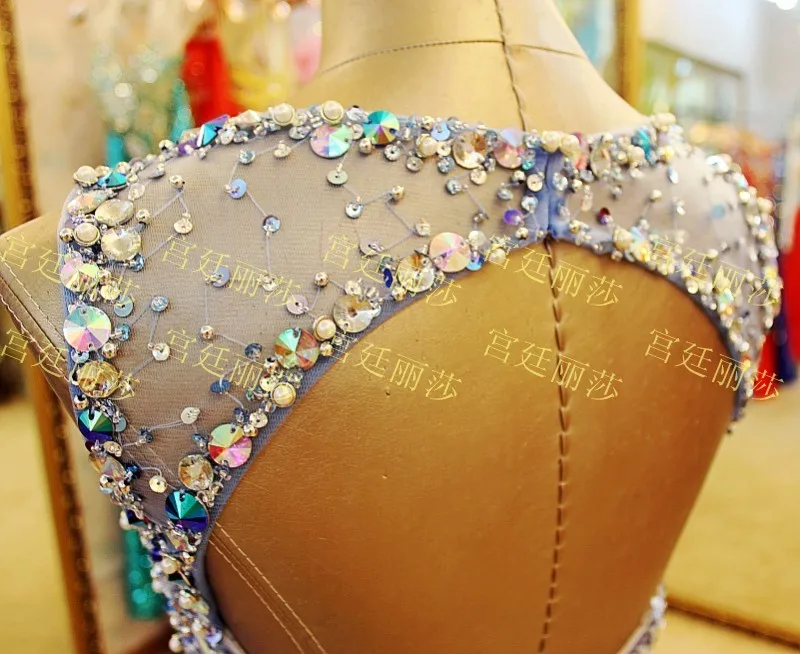 Бесплатная доставка Макси 2016 роскошные хрустальные vestidos формальные невесты сексуальные вечерние платья с открытой спиной красные длинные