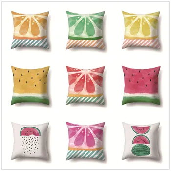 

Summer Fruit Cushion Cover Watermelon Lemon Pattern Sofa Office Car Bed Living Room Decorative Soft Pillow Case Fresh Home Decor