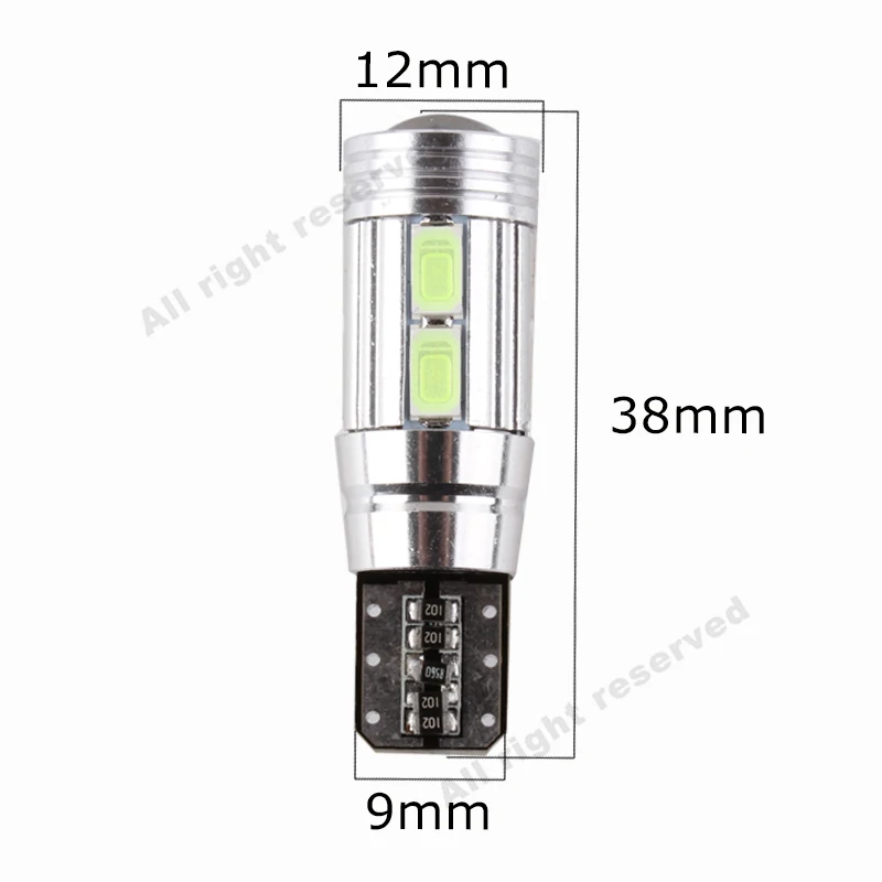 2 шт W5W светодиодный T10 светодиодный Лампы Canbus ОШИБОК 10SMD 5630 авто светодиодный лампы автомобиля Подсветка салона белый, янтарный, желтый цвет