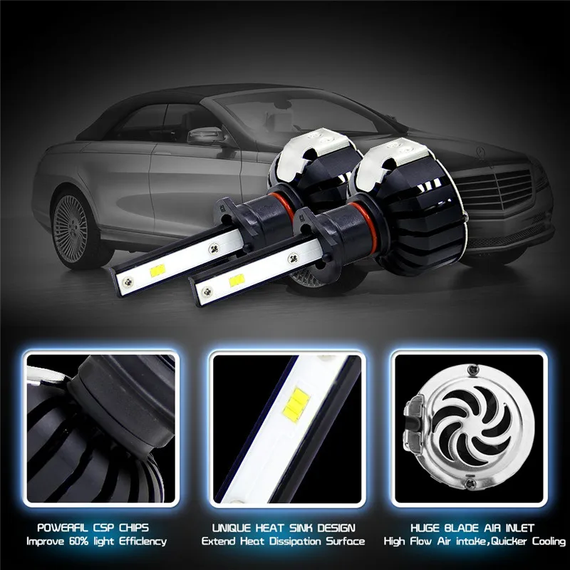 New 2x Car LED Headlight Kit H4 200W 20000LM 6000K Bright LED Bulbs