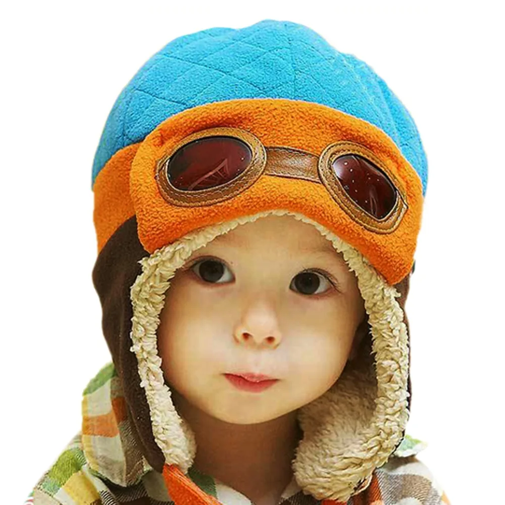 Новые для маленьких мальчиков девочек Пилот Hat Зимние теплые хлопковые уха Кепки берет 4 цвета