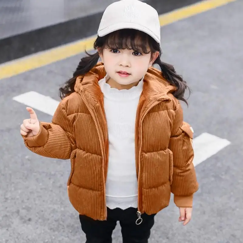 Зимнее детское теплое хлопковое пальто с капюшоном; пуховая верхняя одежда с надписью «Улыбка»