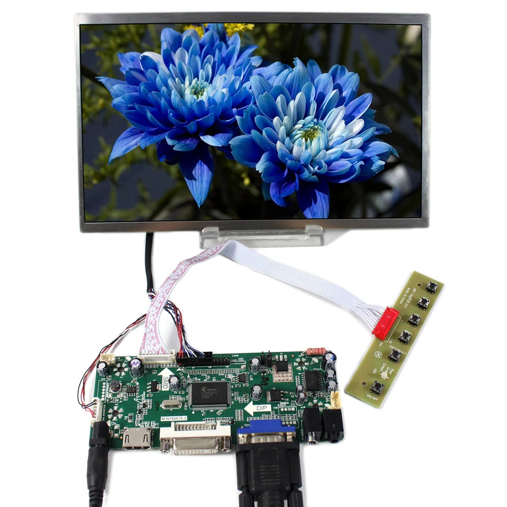 Плата ЖК-контроллера аудио HD MI VGA DVI M.NT68676 HSD101PFW2 B101AW03 BT101IW03 10 1 дюйма 1024x600 ЖК-панель |