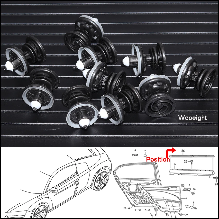 Wooeight 10 шт. 6Q0 868 243 фиксатор нажимного типа с герметиком для VW Golf Jetta Tiguan Passat 2004 2005 2006