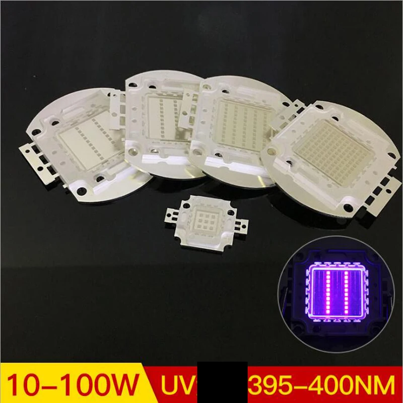 10W 20W 30W 50W 100W 395 400Nm Violet LED Lamp Beads UV Curing Purple