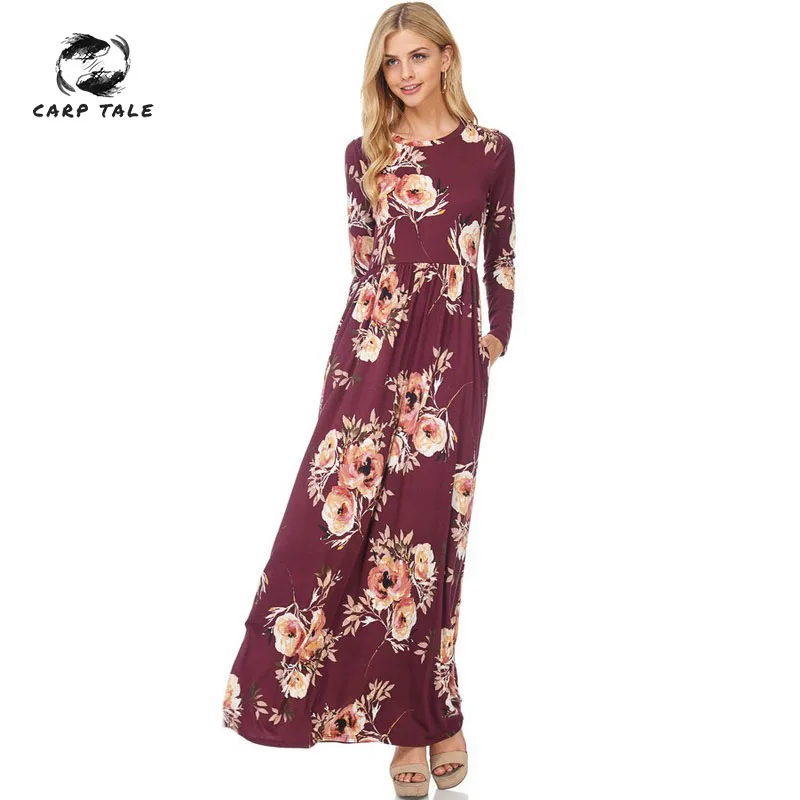 

CARP TALE Floral Print Maxi Dress Sexy Lady Bohemian Summer Long Dress Women Beach Dresses to the Floor Female Dresses 2019