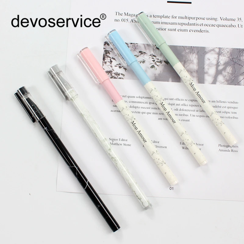 

New 6Pcs/Set Simple Marbled Gel Pen Cute Ball Pens Stationery Promotional Gift Stationery School & Office Supply Signature Pens